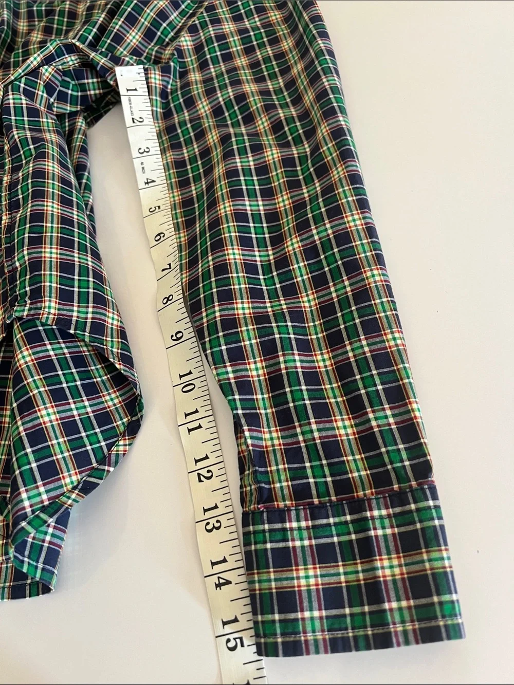 Ralph Lauren Navy and Green Plaid Button-Down Shirt Size:M (10-12)